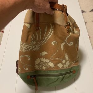 Lucky Brand Tan and Green Backpack
